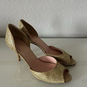 LIKE NEW Kate Spade gold heels sz 7 wedding shoe